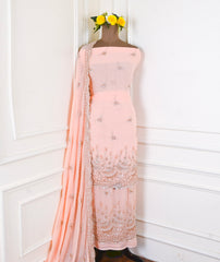 Georgette Peach Unstitched Suit