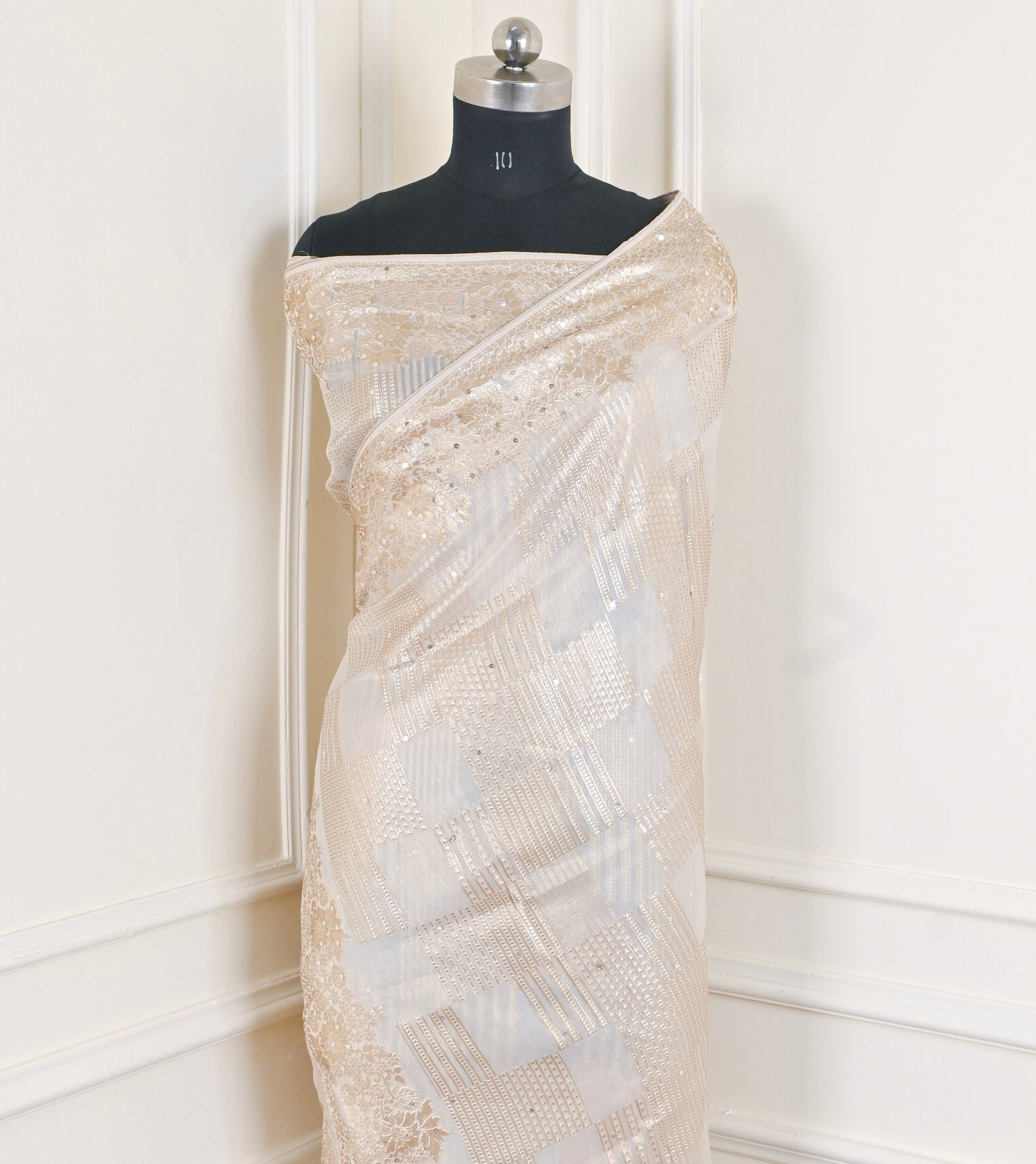 Glass Shimmer Cream Unstitched Suit