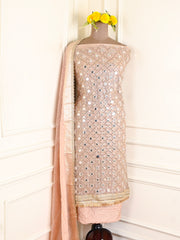 Net Beige Unstitched Suit
