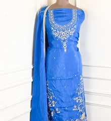 Silk Organza Blue Unstitched Suit