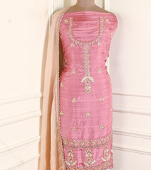 Khadi Onion Pink Unstitched Suit