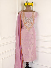 Shimmer Baby Pink Unstitched Suit