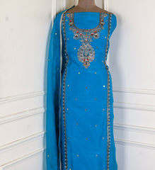 Glass Shimmer Sky Blue Unstitched Suit