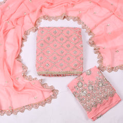 Organza Baby Pink Unstitched Suit