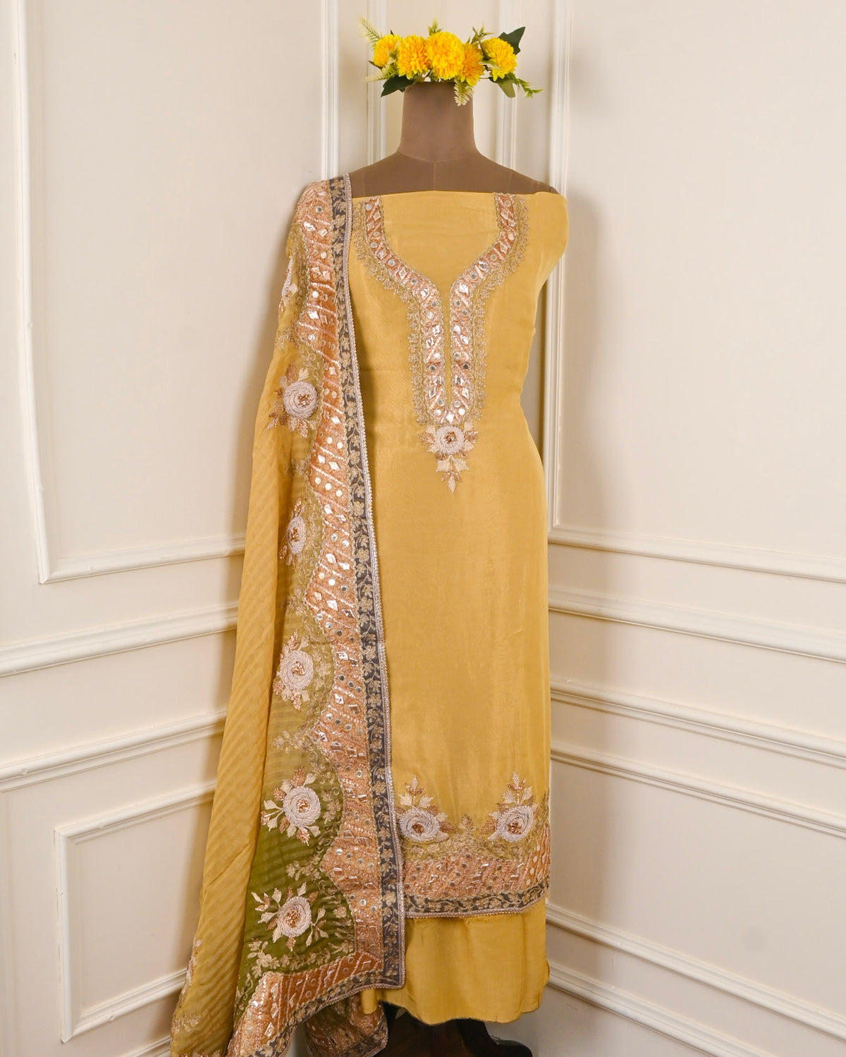Shimmer Yellow Unstitched Suit