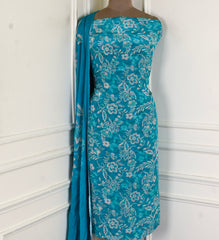 Crepe Sky Blue Unstitched Suit