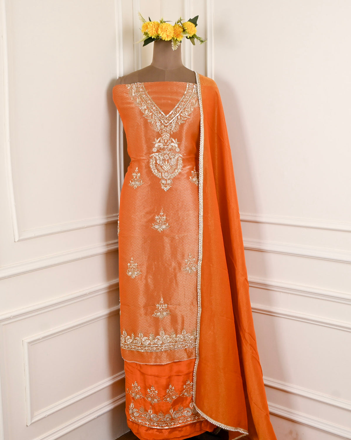 Shimmer Orange Unstitched Suit