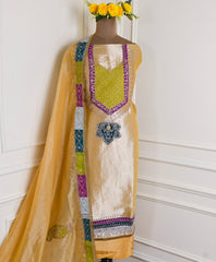 Giraffe Shimmer Yellow Unstitched Suit