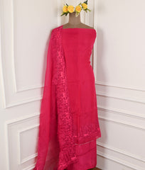 Organza Magenta Unstitched Suit
