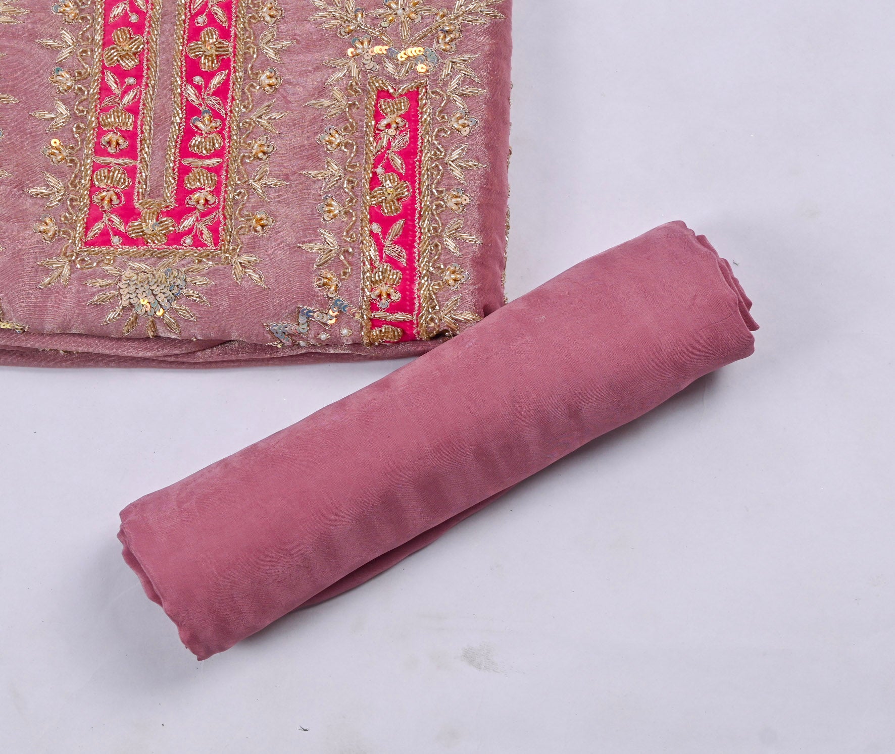 Shimmer Onion Pink Unstitched Suit