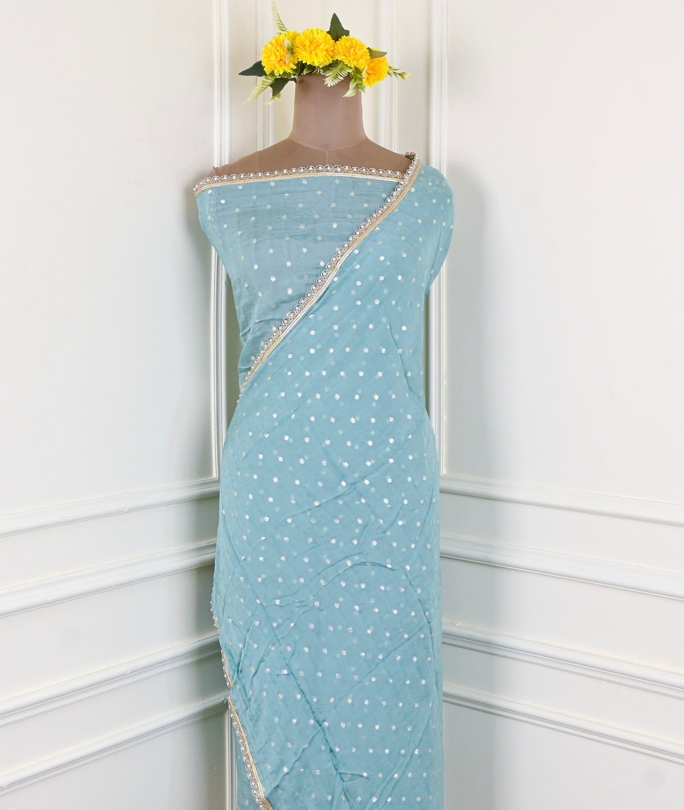 Crepe Green Unstitched Suit