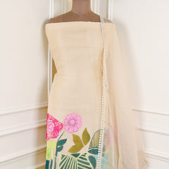 Organza Off-White Unstitched Suit