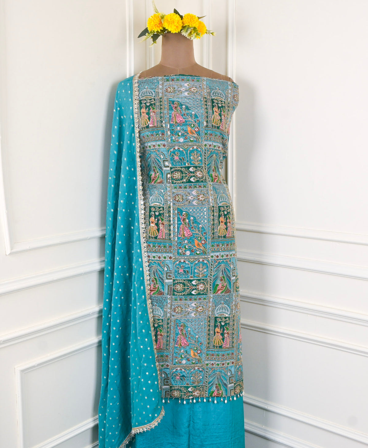 Crepe Sky Blue Unstitched Suit