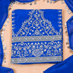 Organza Blue Unstitched Suit