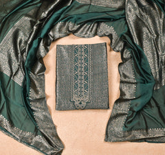 Banarasi Sea Green Unstitched Suit