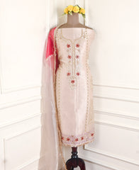 Glass Beige Unstitched Suit