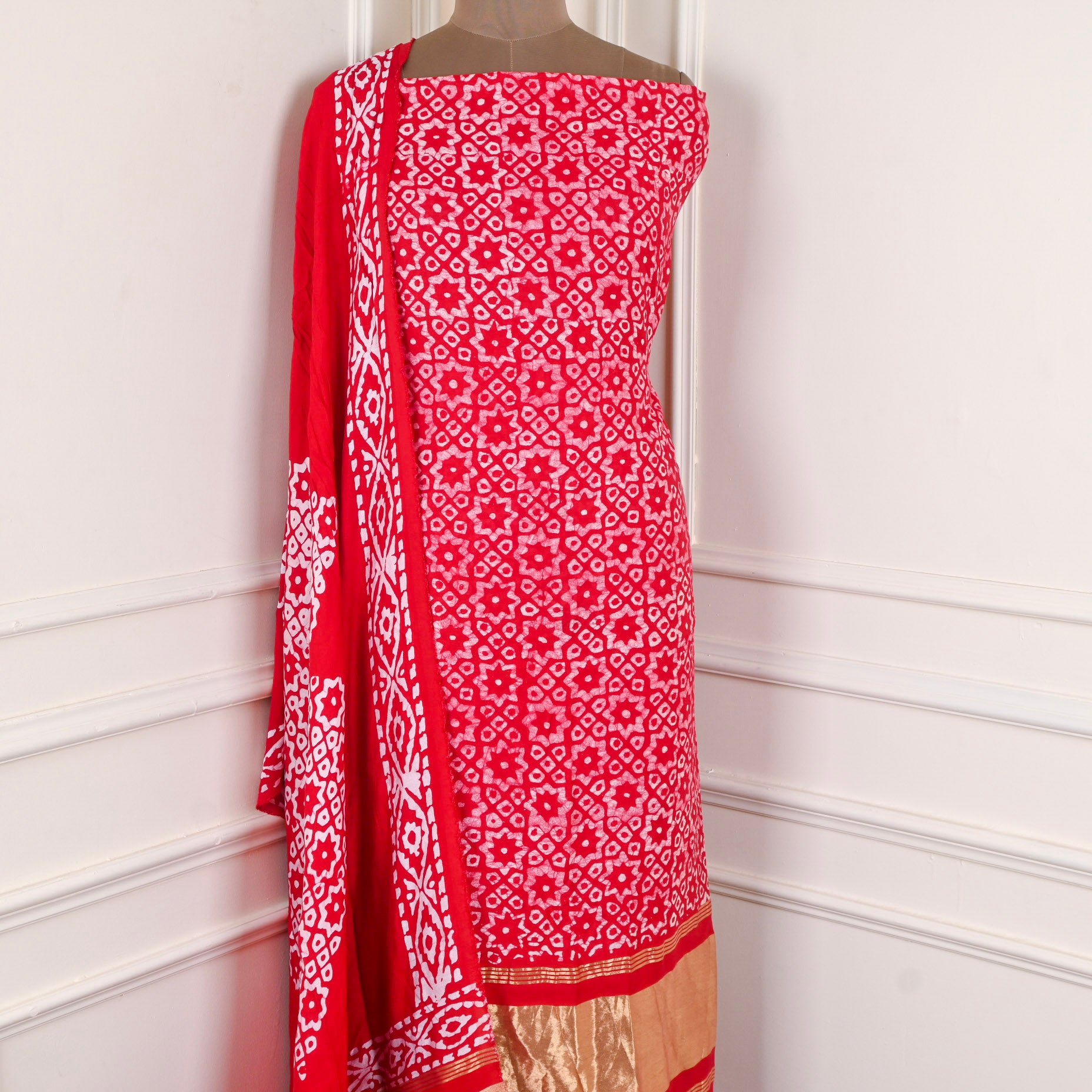 Cotton Red Unstitched Suit