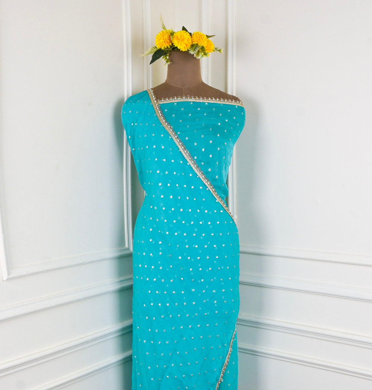 Banarasi Silk Sky Blue Unstitched Suit