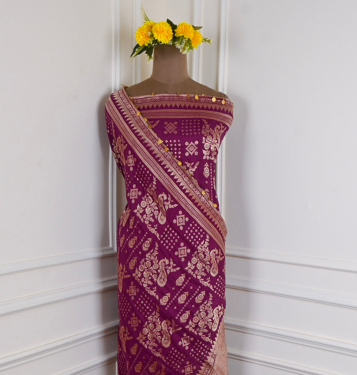 Crepe Maroon Unstitched Suit