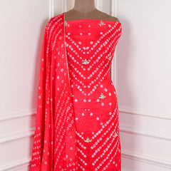 Muslin Red Unstitched Suit