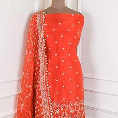 Glass Shimmer Orange Unstitched Suit