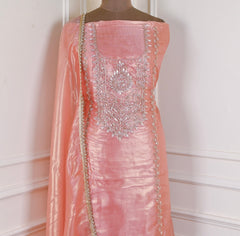Sasha Silk Peach Unstitched Suit