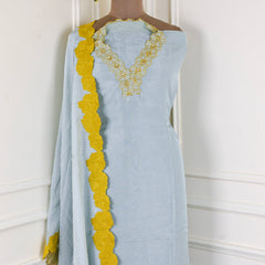 Shimmer Sky Blue Unstitched Suit
