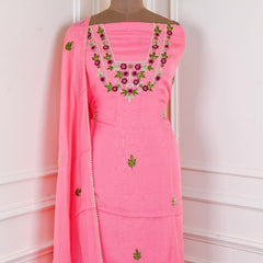 Organza Pink Unstitched Suit
