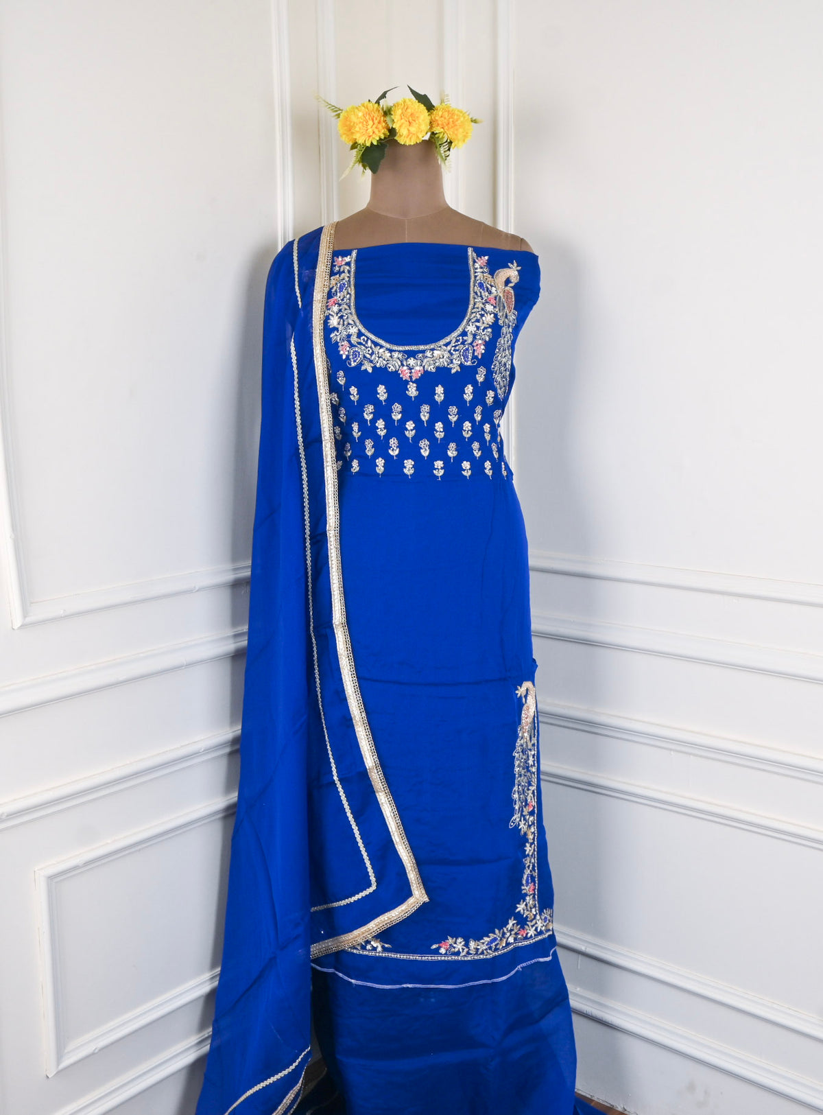 Organza Blue Unstitched Suit