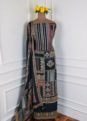 Organza Black Unstitched Suit