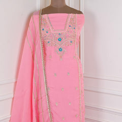 Organza Pink Unstitched Suit