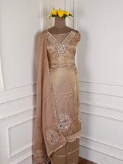 Banarasi Brown Unstitched Suit
