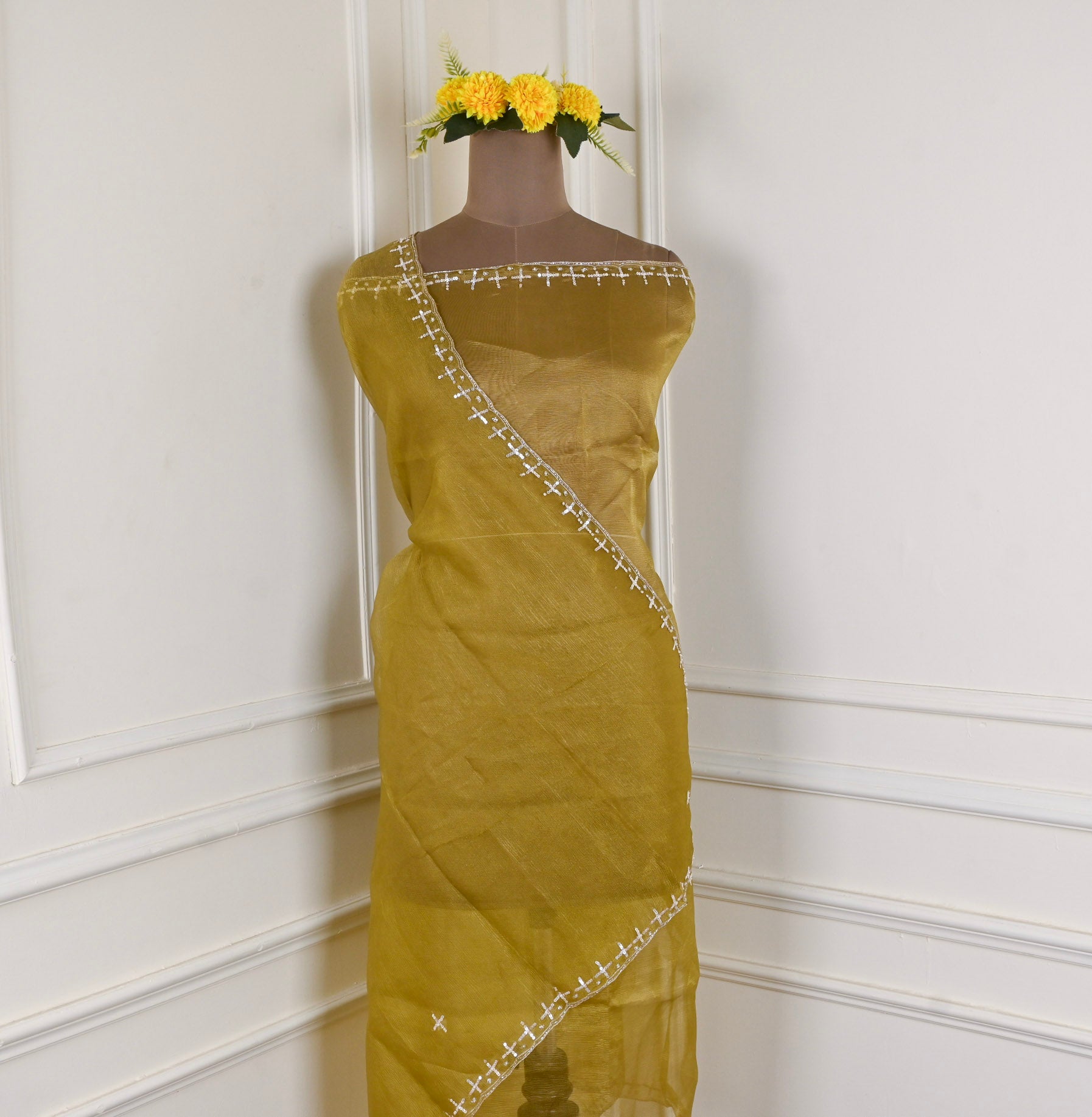 Crush Mehandi Unstitched Suit