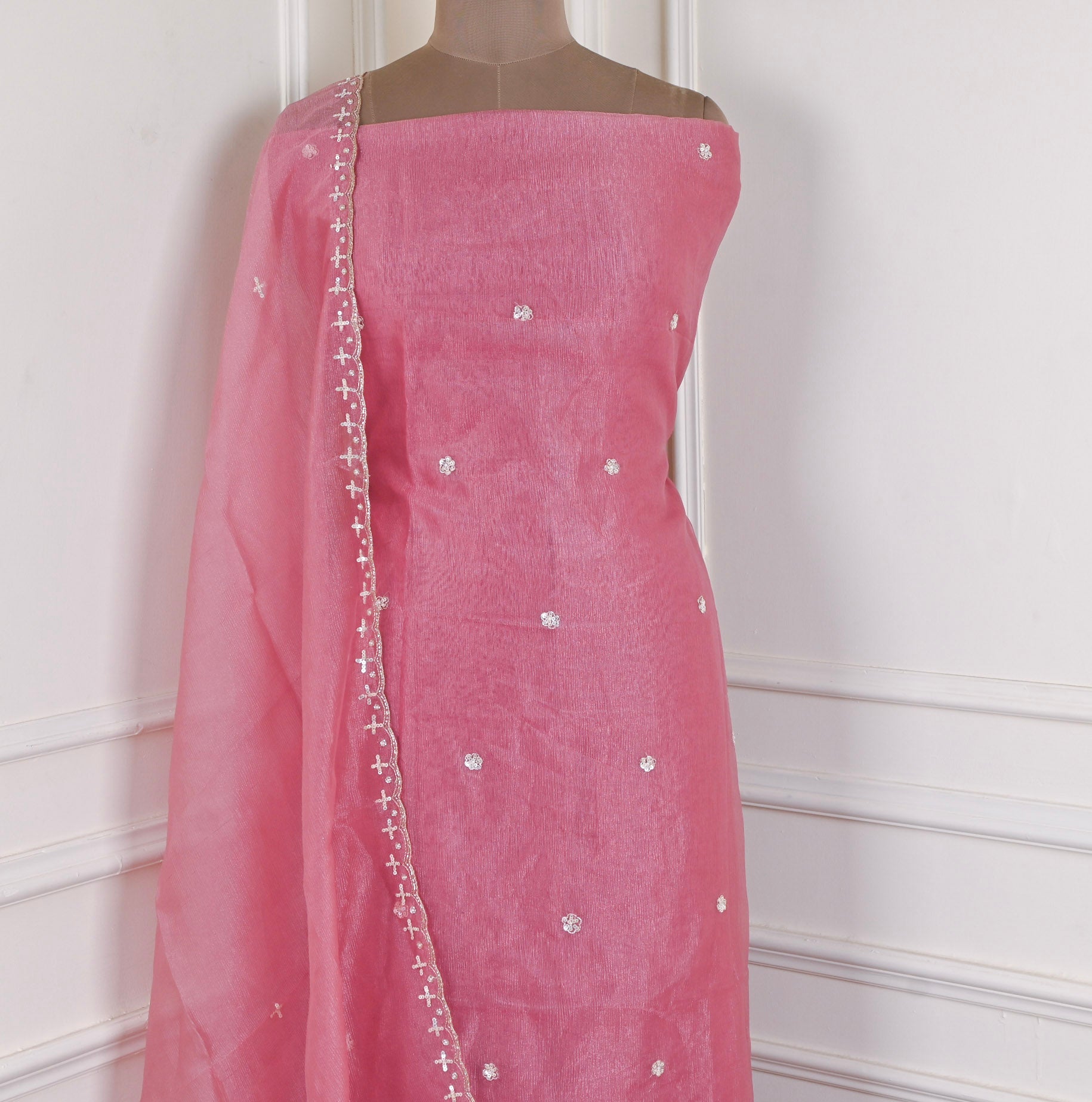 Crush Onion Pink Unstitched Suit