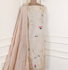 Shimmer Beige Unstitched Suit