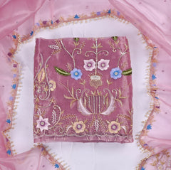 Glass Shimmer Onion Pink Unstitched Suit