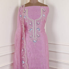 Crush Onion Pink Unstitched Suit