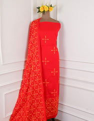 Cotton Red Phulkari Suit