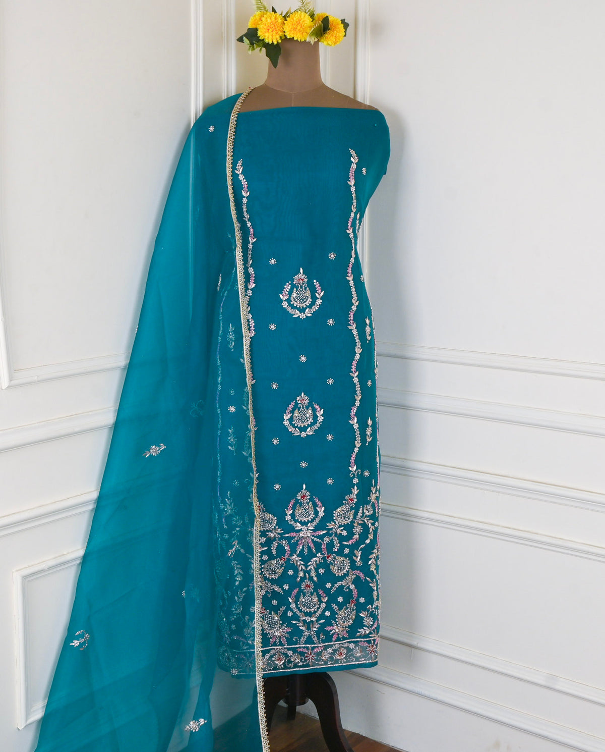 Glass Teal Blue Unstitched Suit