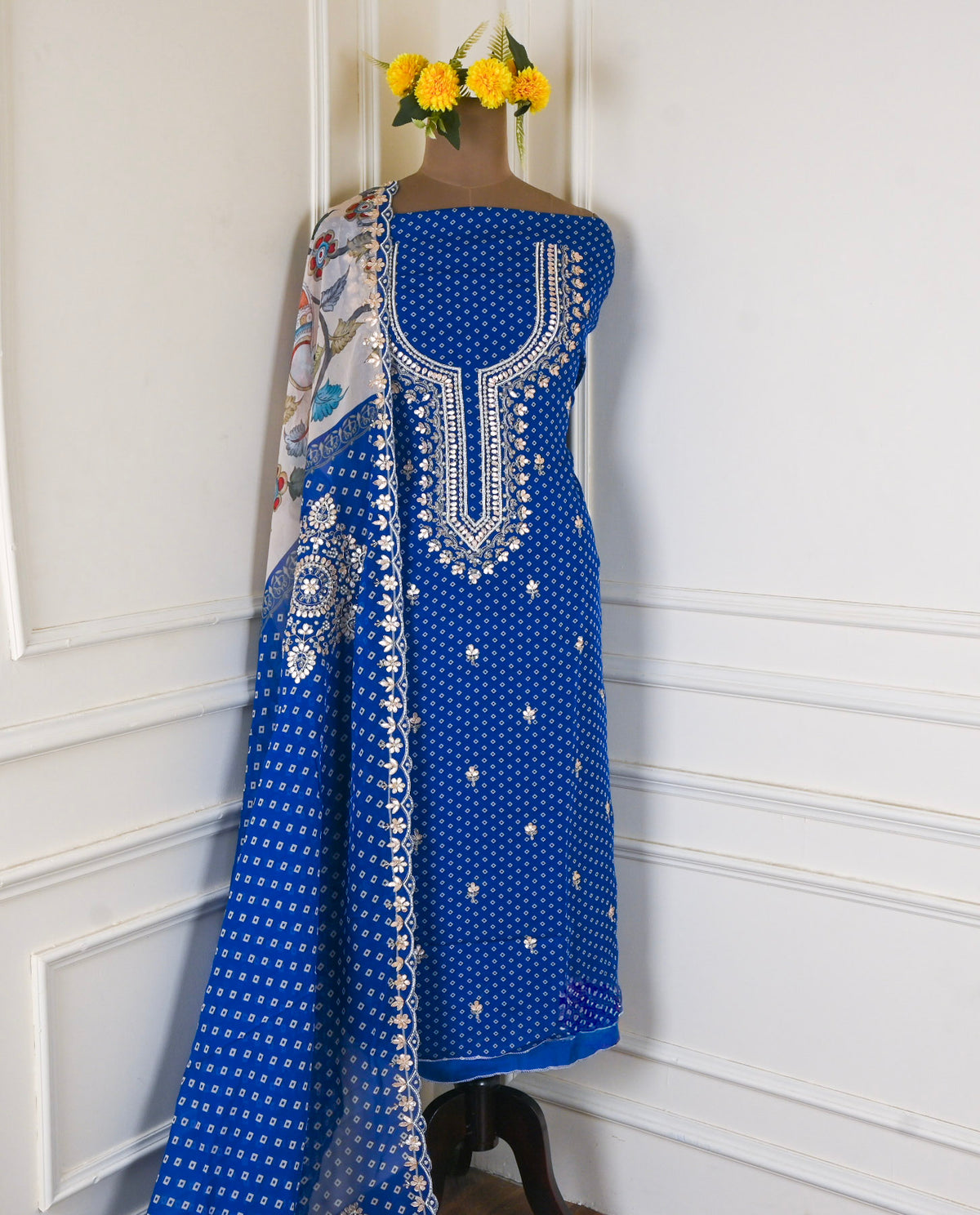 Organza Blue Unstitched Suit