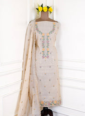 Mul Cotton Beige Unstitched Suit