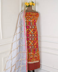 Khaddar Brown Unstitched Suit