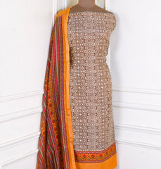Maheshwari Cotton Off-White Unstitched Suit