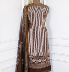 Maheshwari Cotton Light Brown Unstitched Suit