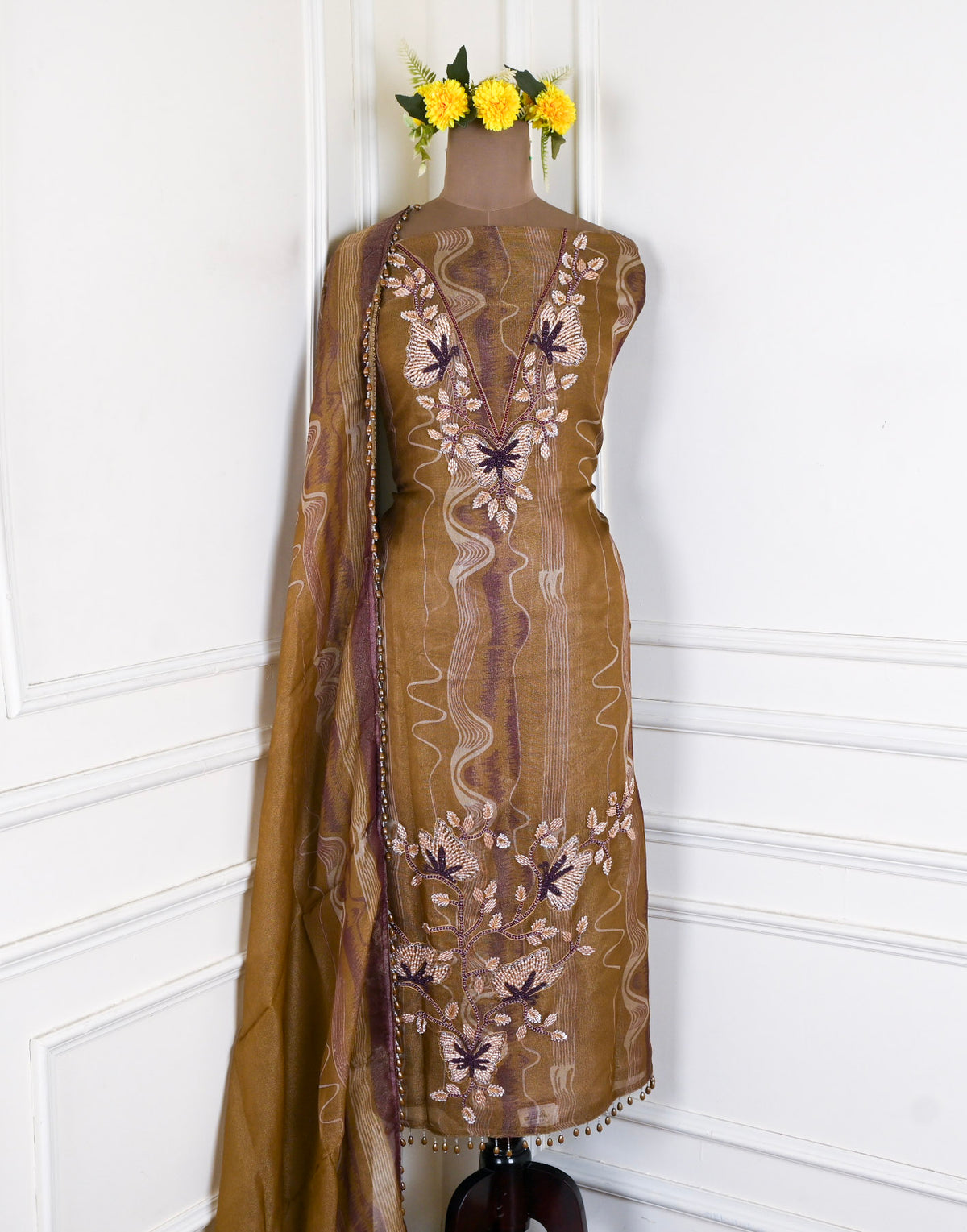 Burberry Mehandi Unstitched Suit