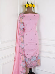 Mul Cotton Pink Unstitched Suit
