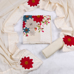 Mul Cotton Cream Unstitched Suit