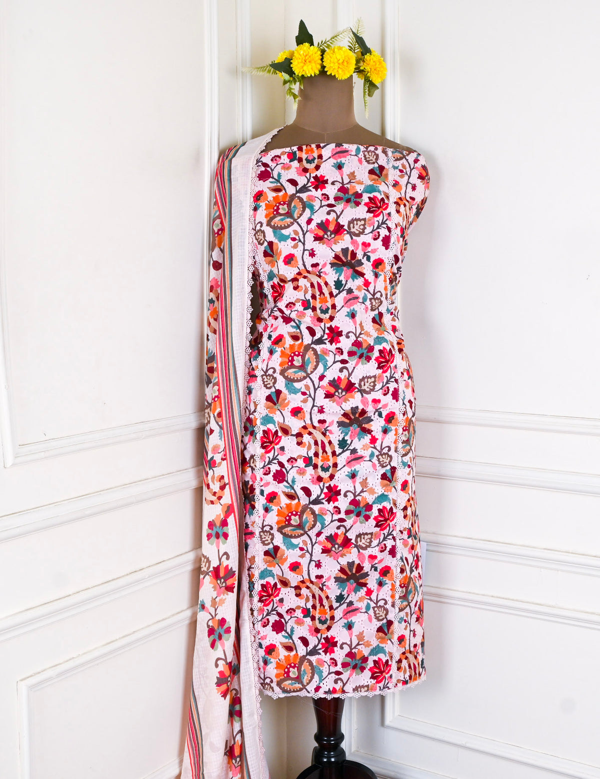 Cotton Multicolor Unstitched Suit