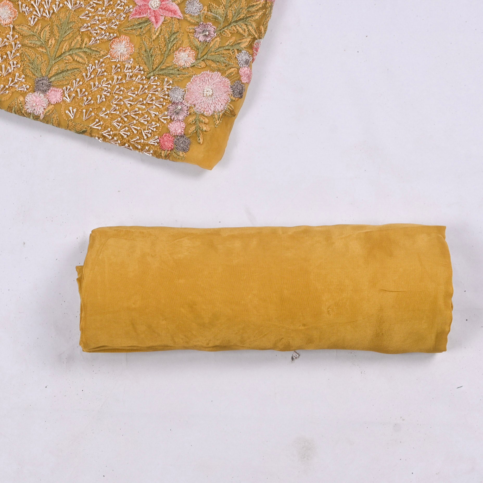 Organza Yellow Unstitched Suit