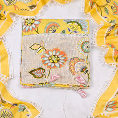 Cotton Yellow Unstitched Suit